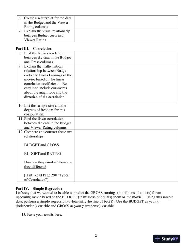 STAT 3001 Week 3 Project Solution Correct Answers - Page 3 preview image