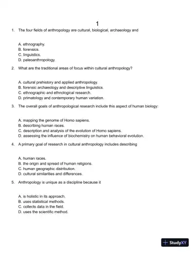 Introducing Cultural Anthropology 5th Edition Test Bank - Page 1 preview image