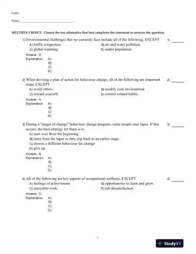 Test Bank for Core Concepts in Health, Second Canadian Edition - Page 1 preview image