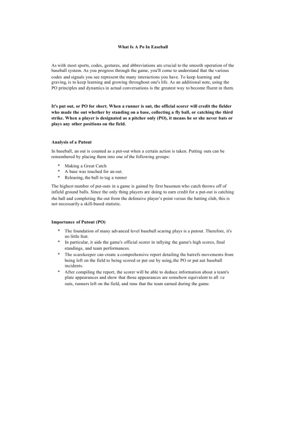 Understanding the Importance of Putouts and PO in - Page 1 preview image