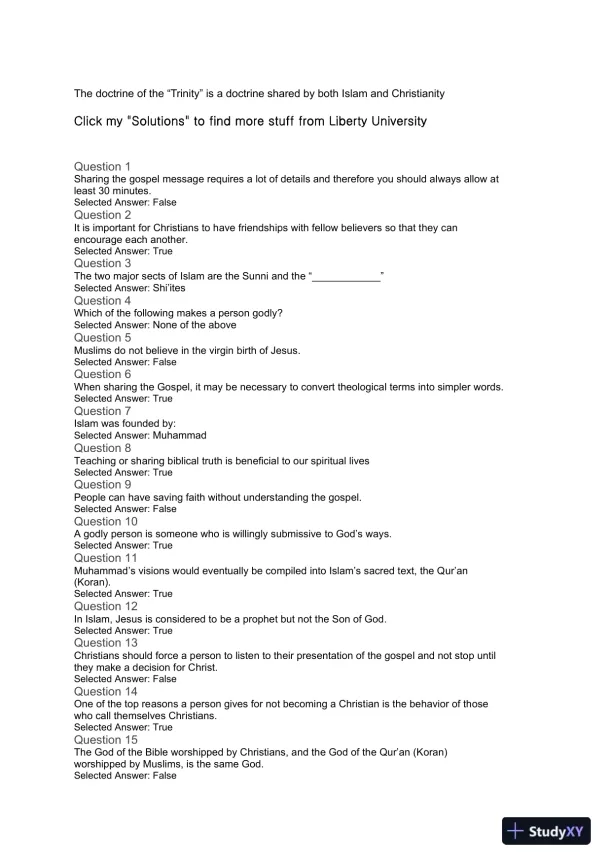 Liberty University APOL 104 Quiz 7 Complete Solution Correct Answer Key - Page 3 preview image