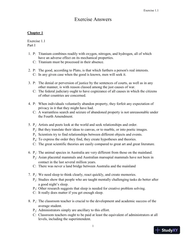 A Concise Introduction to Logic, 11th Edition Solution Manual - Page 1 preview image
