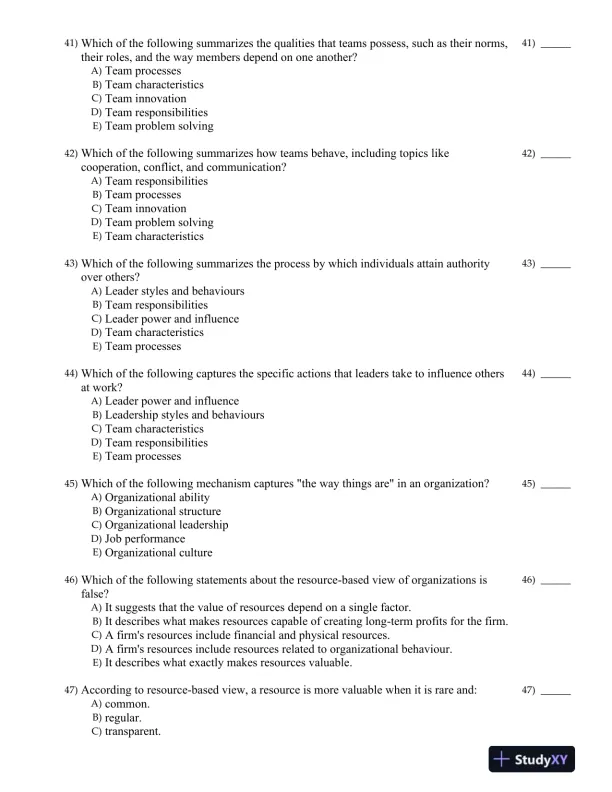 Organizational Behavior: Improving Performance and Commitment in the Workplace 3rd Canadian Edition Test Bank - Page 10 preview image