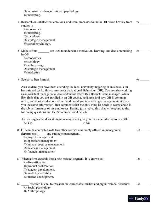Organizational Behavior: Improving Performance and Commitment in the Workplace 3rd Canadian Edition Test Bank - Page 3 preview image