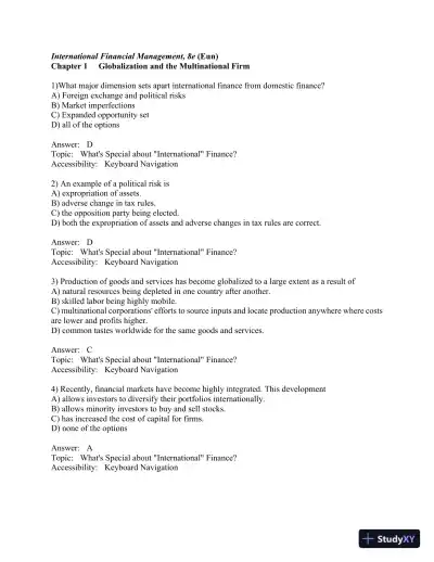 International Financial Management (The Mcgraw-hill/Irwin Series in Finance, Insurance, and Real Estate) 8th Edition Test Bank - Page 1 preview image