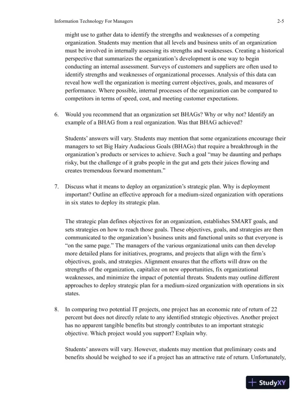 Information Technology For Managers, 2nd Edition Solution Manual - Page 14 preview image