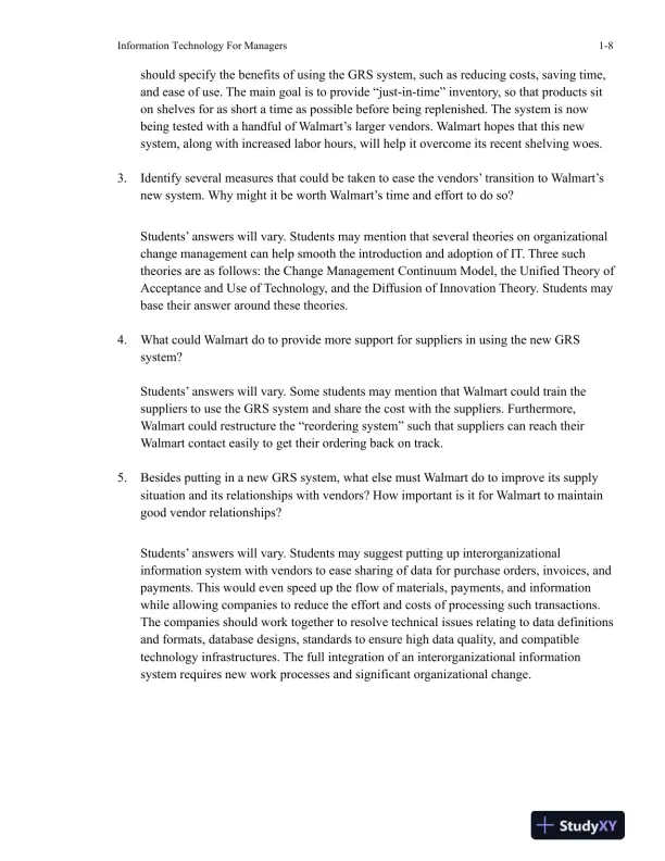 Information Technology For Managers, 2nd Edition Solution Manual - Page 9 preview image