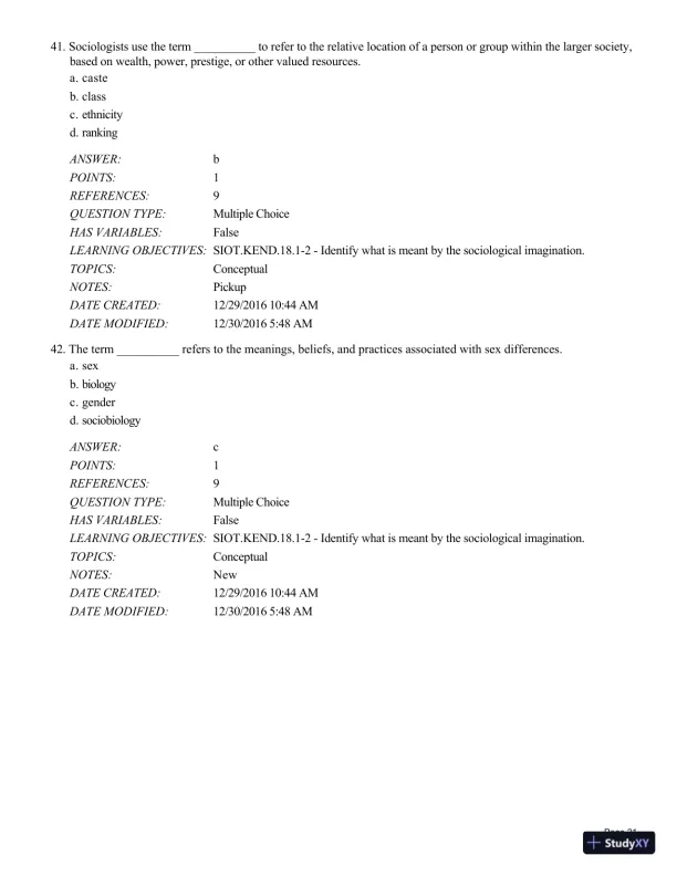 Test Bank For Sociology in Our Times, 11th Edition - Page 22 preview image