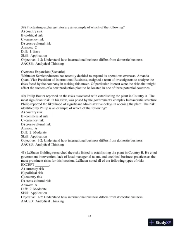 Test Bank for International Business: The New Realities, 5th Edition - Page 13 preview image