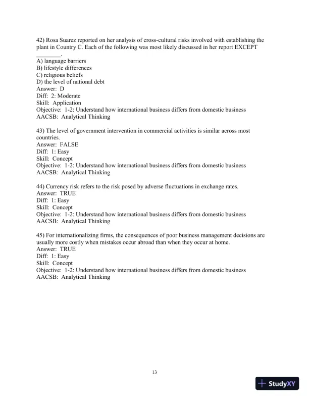 Test Bank for International Business: The New Realities, 5th Edition - Page 14 preview image