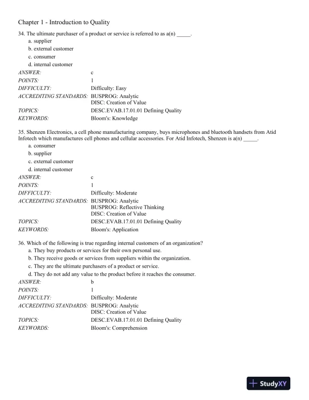 Managing for Quality and Performance Excellence 10th Edition Test Bank - Page 11 preview image