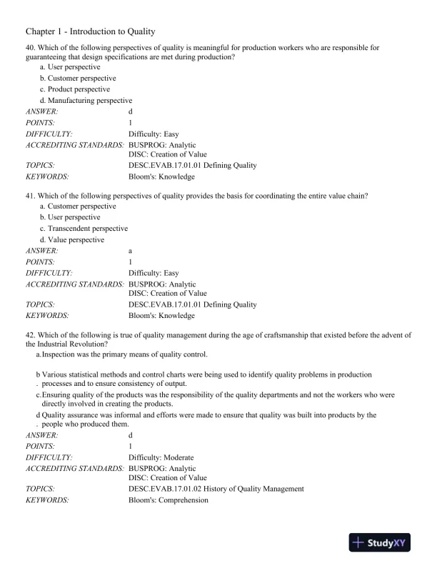 Managing for Quality and Performance Excellence 10th Edition Test Bank - Page 13 preview image