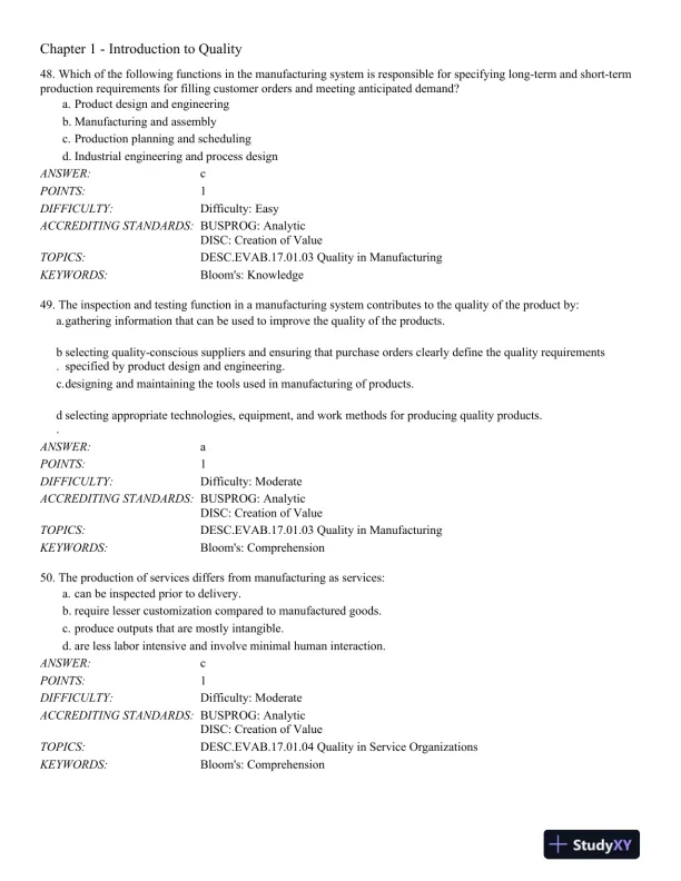 Managing for Quality and Performance Excellence 10th Edition Test Bank - Page 16 preview image