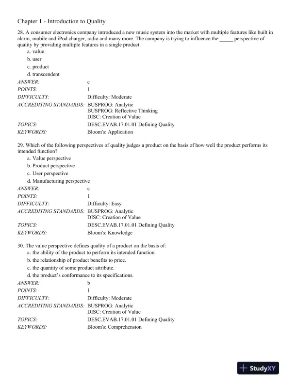 Managing for Quality and Performance Excellence 10th Edition Test Bank - Page 9 preview image
