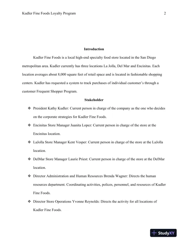 BSA 375 Kudler Fine Foods Loyalty Program - Page 3 preview image
