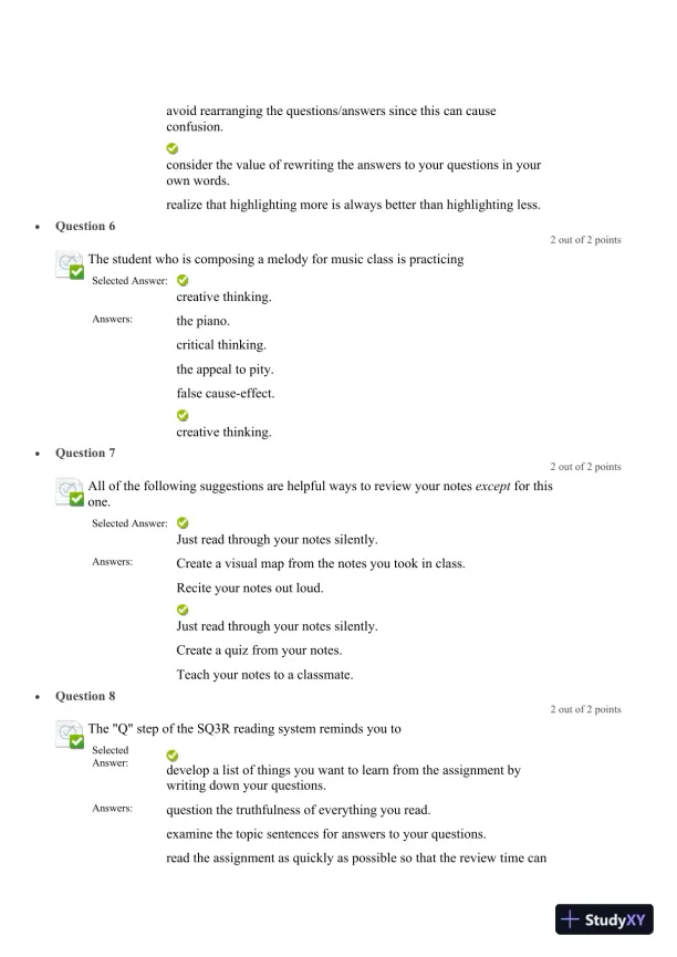 Liberty University CLST 100 Quiz 2 Correct Answers!!! - Page 6 preview image