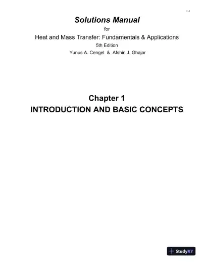 Solution Manual For Heat And Mass Transfer: Fundamentals And Applications, 5th Edition - Page 1 preview image