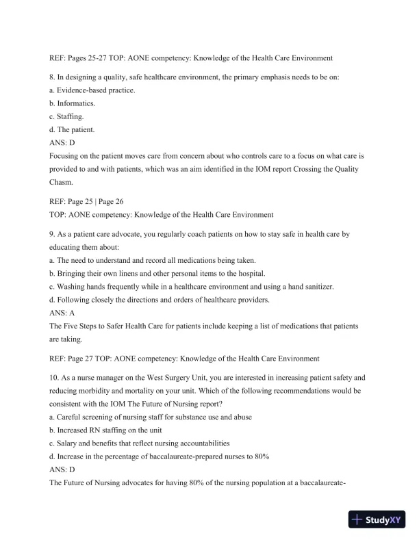 Test Bank For Leading And Managing In Nursing, 6th Edition - Page 17 preview image
