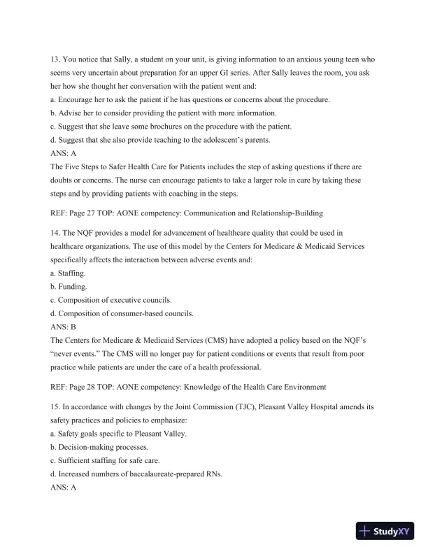 Test Bank For Leading And Managing In Nursing, 6th Edition - Page 19 preview image