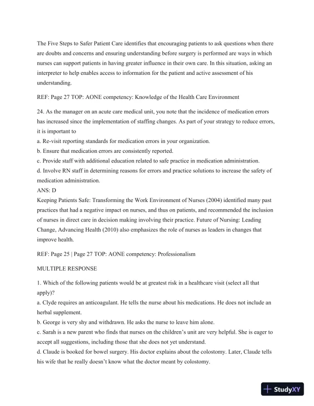 Test Bank For Leading And Managing In Nursing, 6th Edition - Page 23 preview image