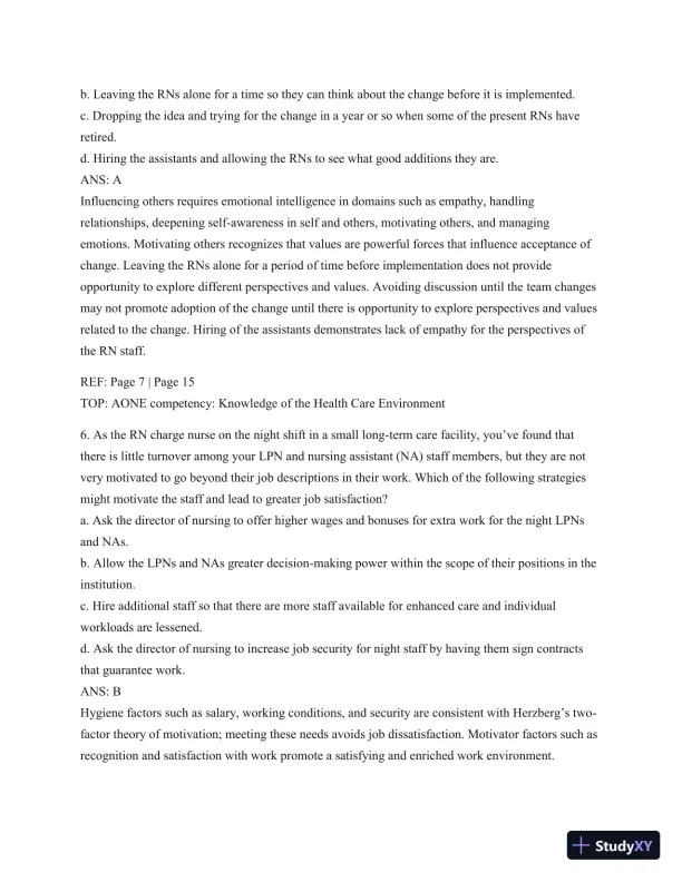 Test Bank For Leading And Managing In Nursing, 6th Edition - Page 4 preview image
