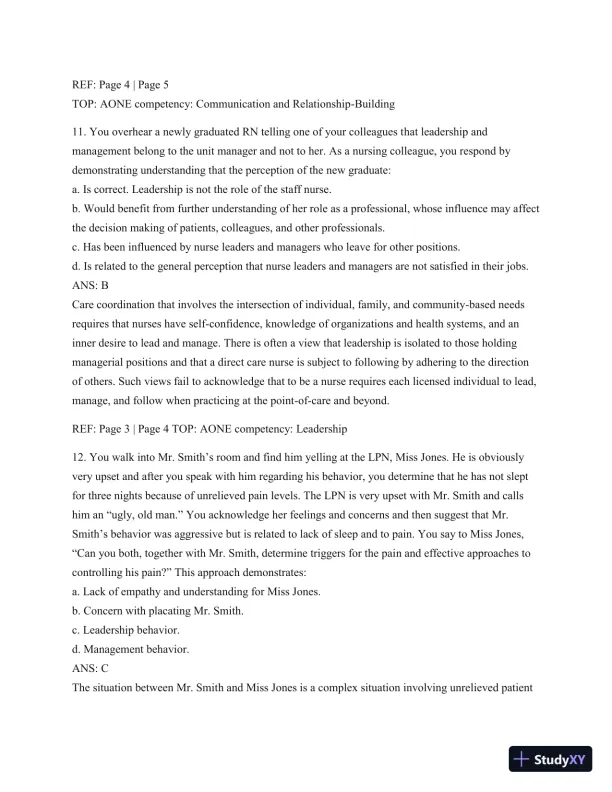 Test Bank For Leading And Managing In Nursing, 6th Edition - Page 7 preview image