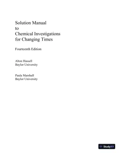 Solution Manual for Chemistry For Changing Times, 14th Edition - Page 1 preview image