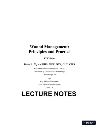 Lecture Notes For Wound Management: Principles and Practices, 4th Edition - Page 1 preview image