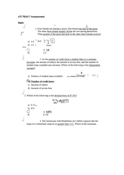 ATI TEAS 7 Assessment - Page 1 preview image