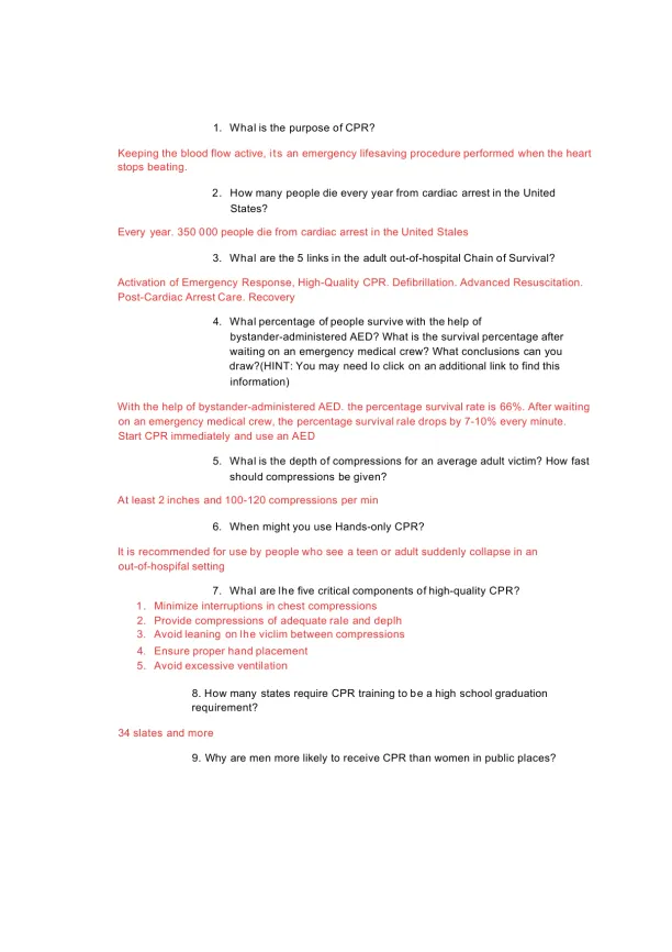 CPR First Aid AED CPR WEBQUEST Sydney Nguyen - Page 1 preview image