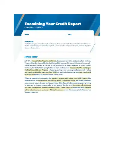 Understanding Credit Reports Analyzing John's Fina - Page 1 preview image