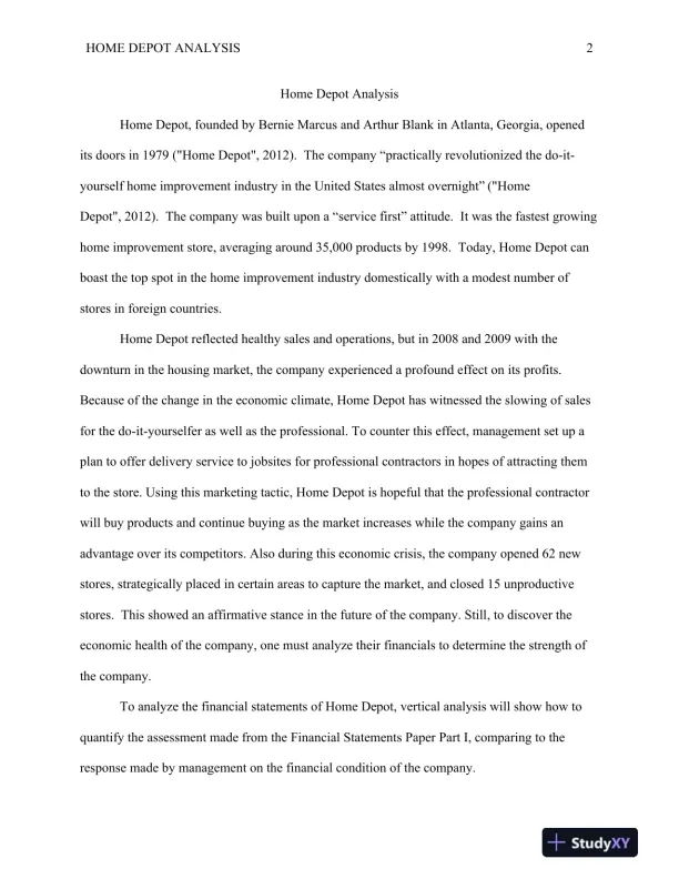 ACC 497 Home Depot Analysis - Page 3 preview image