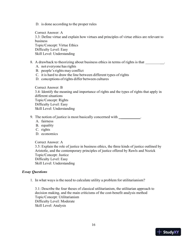 Test Bank for Ethics and the Conduct of Business, 8th Edition - Page 17 preview image