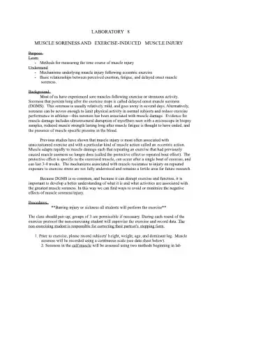 Laboratory 8 Muscle Soreness Lab Manual - Page 1 preview image