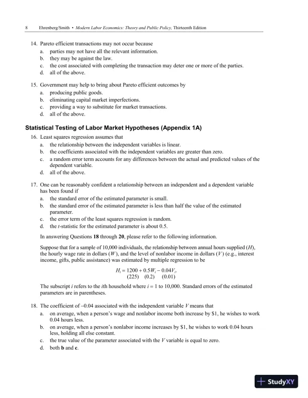 Solution Manual For Modern Labor Economics: Theory and Public Policy, 13th Edition - Page 12 preview image