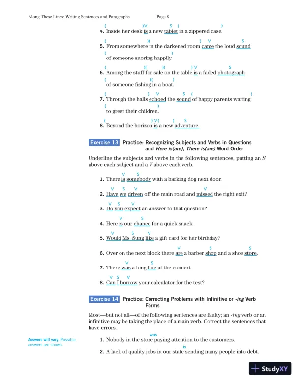 Solution Manual for Along These Lines: Writing Paragraphs and Essays with Writing from Reading Strategies, MLA Update, 7th Edition - Page 10 preview image