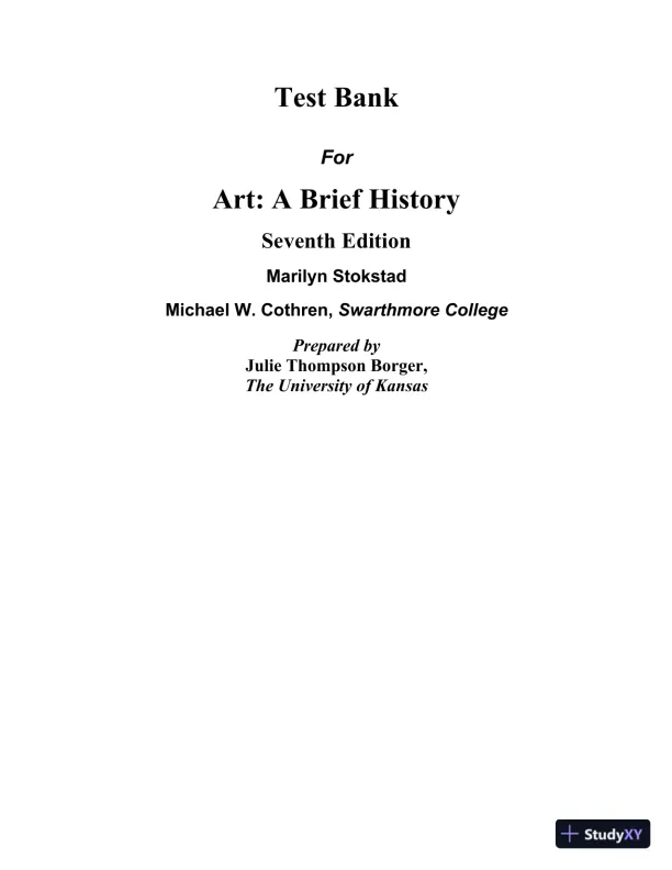 Test Bank for Revel for Art: A Brief History, 7th Edition - Page 1 preview image