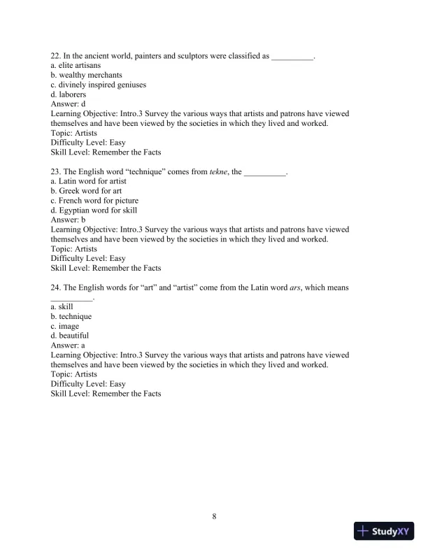 Test Bank for Revel for Art: A Brief History, 7th Edition - Page 11 preview image