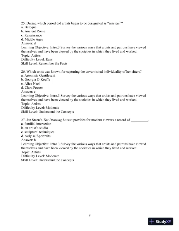 Test Bank for Revel for Art: A Brief History, 7th Edition - Page 12 preview image