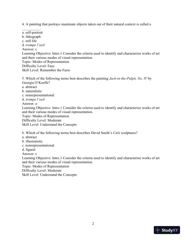 Test Bank for Revel for Art: A Brief History, 7th Edition - Page 5 preview image