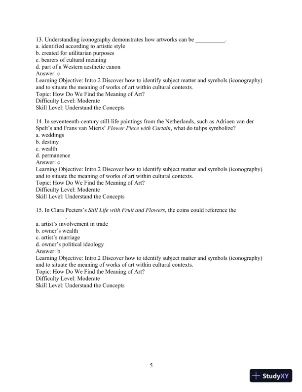 Test Bank for Revel for Art: A Brief History, 7th Edition - Page 8 preview image