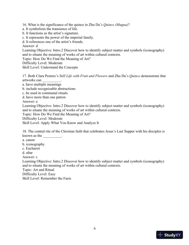 Test Bank for Revel for Art: A Brief History, 7th Edition - Page 9 preview image