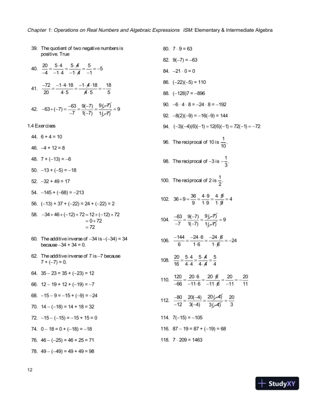 Solution Manual for Elementary and Intermediate Algebra, 4th Edition - Page 15 preview image