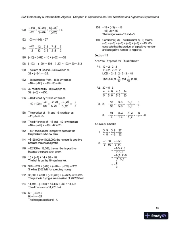 Solution Manual for Elementary and Intermediate Algebra, 4th Edition - Page 16 preview image