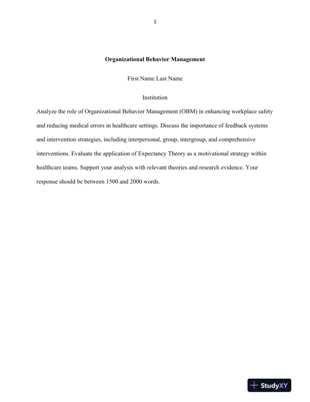 Organizational Behavior Management - Page 1 preview image