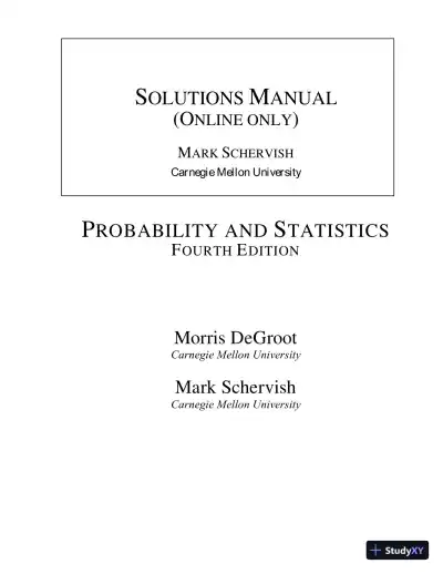 Solution Manual for Probability and Statistics, 4th Edition - Page 1 preview image