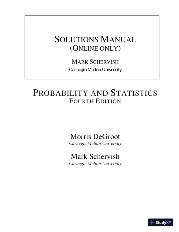 Solution Manual for Probability and Statistics, 4th Edition - Page 1 preview image