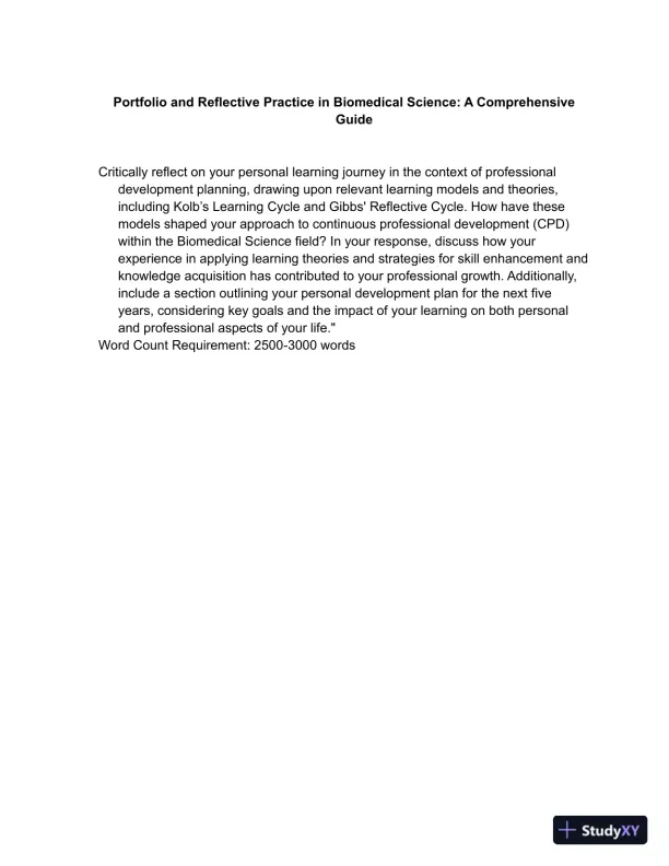 Portfolio And Reflective Practice In Biomedical Science: A Comprehensive Guide - Page 1 preview image