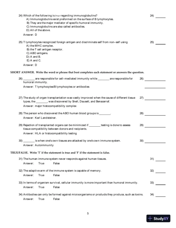 Clinical Laboratory Immunology, 1st Edition Test Bank - Page 28 preview image