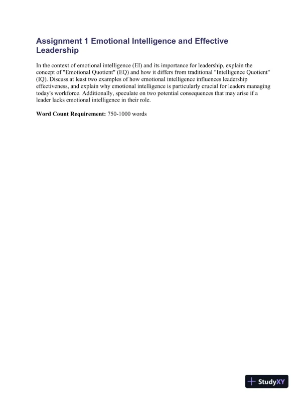 Assignment 1 Emotional Intelligence and Effective Leadership - Page 1 preview image